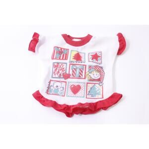 Cabbage Patch Kids ,Christmas, Doll Dress, 9", White Red Doll Clothing Accessory